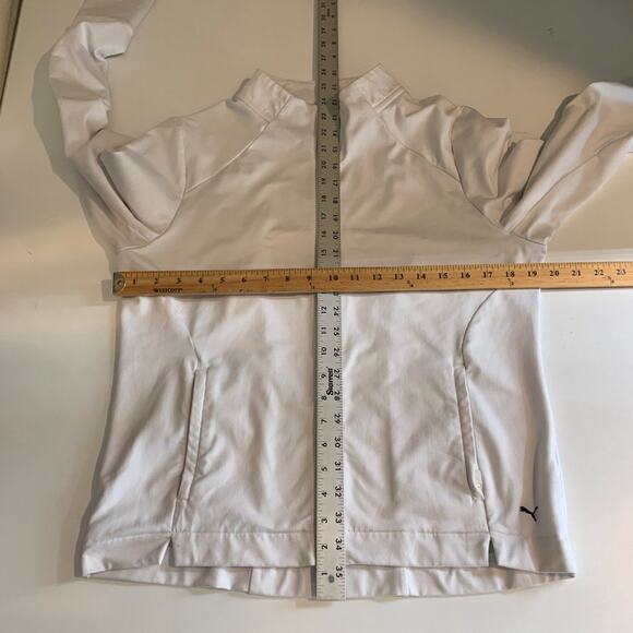 Puma Jacket Womens M Medium White Fleece Lined Full Zip Mock Wind Warm Up Golf - Picture 8 of 13